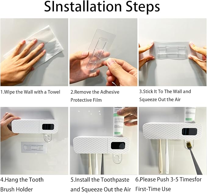 Smart Toothbrush Holder, Wall Mounted Toothbrush Holder with Toothpaste Dispenser, Drying Function and 3 Toothbrush Slots for Bathroom (White)