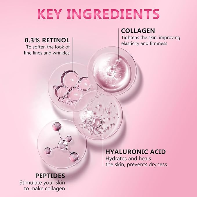 Wrinkle Patches for Face Overnight – Anti Wrinkle Facial Patches with Retinol Collagen Cream & Face Massager Kit for Forehead, Frown, Smile Lines & Crow’s Feet