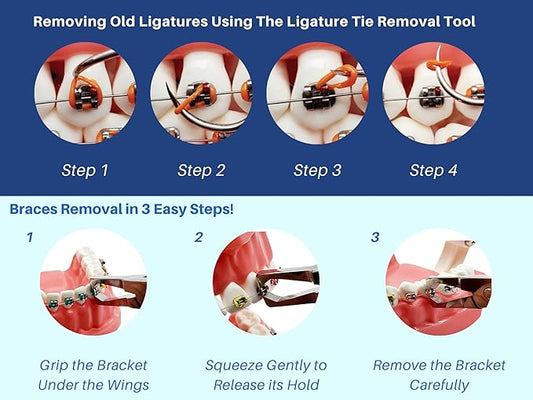 ARTMAN INSTRUMENTS Orthodontic Braces Removal Tool Kit Bracket Removing Pliers & Ligature Ties Remover Scraper Tarter Tool Easy Braces Removing Tool