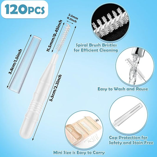 120 Pieces Braces Dental Brush Flosser for Cleaner Interdental Brushes Between Teeth with Soft Bristles 360° Bendable Toothpick Dental Tooth Flossing Oral Dental Hygiene