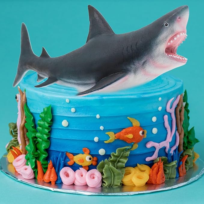 Gemini&Genius Sea Animal Great White Shark Action Figure Soft Rubber Swimming Pool Bathtub Toys, Realistic 18'' Length Ocean Animal Swordfish Educational and Role Play Toy for Kids