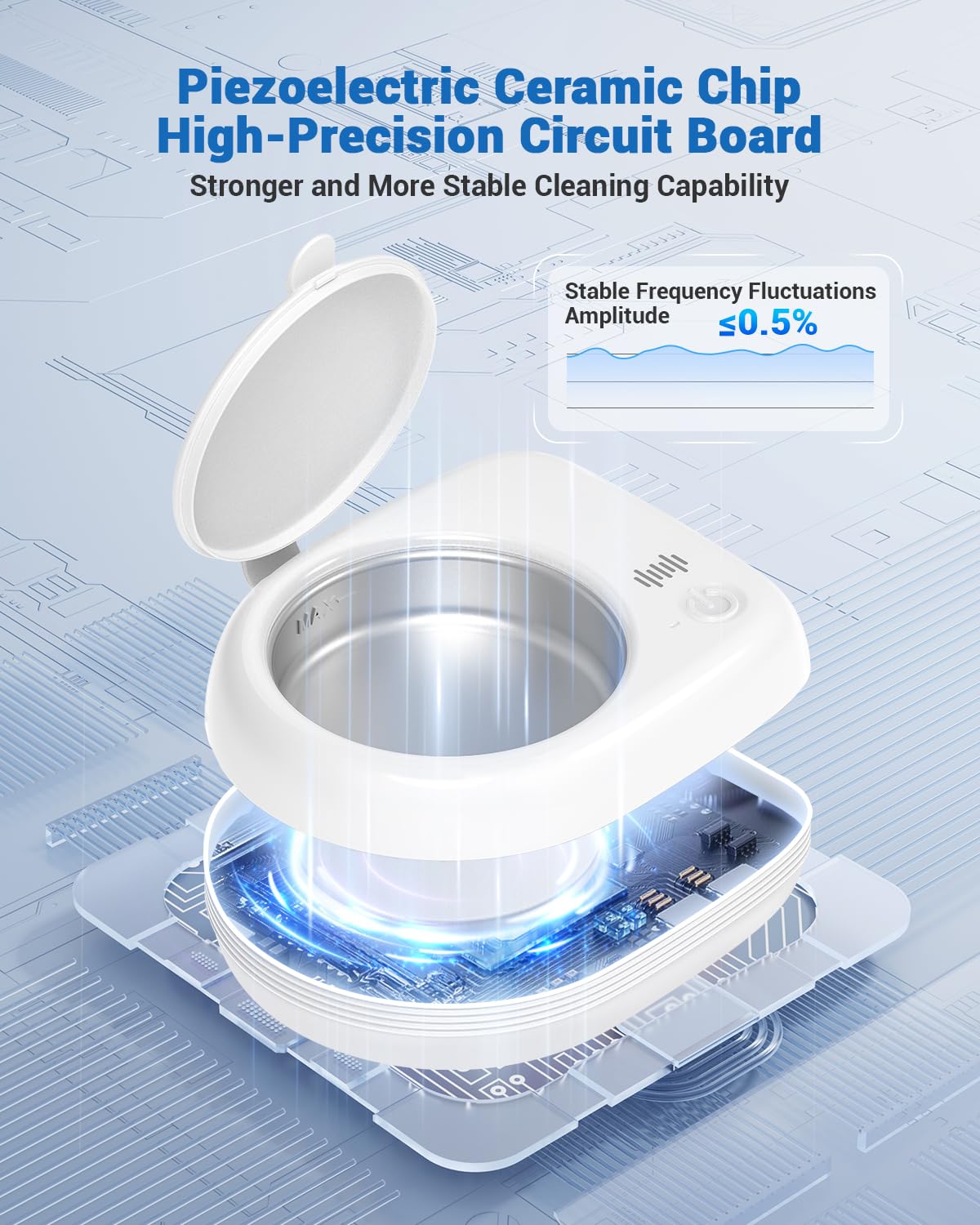 Rechargeable Ultrasonic Retainer Cleaner Machine | 50kHz 1.9 inch Ultra-Thin Portable | Night Guard Aligners Jewelry |6pcs Cleaner Tablets Included | Quick & Deep Clean Modes | Oral Dental Care