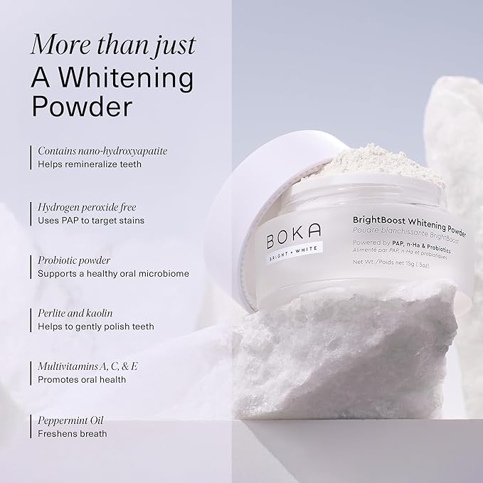 Boka Fluoride Free Whitening* Toothpaste and Boka Teeth Whitening Powder, Nano Hydroxyapatite, Appropriate for Sensitive Teeth, for Adults Oral Care