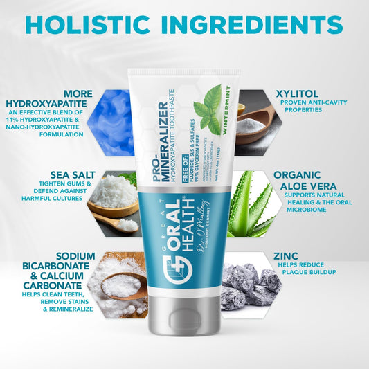 Nano hydroxyapatite Fluoride-Free, Pro Mineralizer Toothpaste: Dentist Formulated Remineralizing Anti Cavity Xylitol Toothpaste, Enamel Support Sensitive Teeth – Wintermint