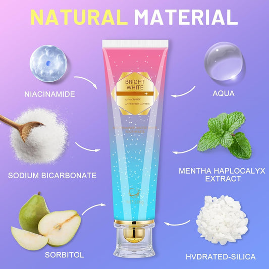 Niacinamide Whitening Toothpaste, Kimralur Triple Whitening Intensive Niacinamides Toothpastes, Fluoride-Free Formula is Suitable for Sensitive Teeth (1)