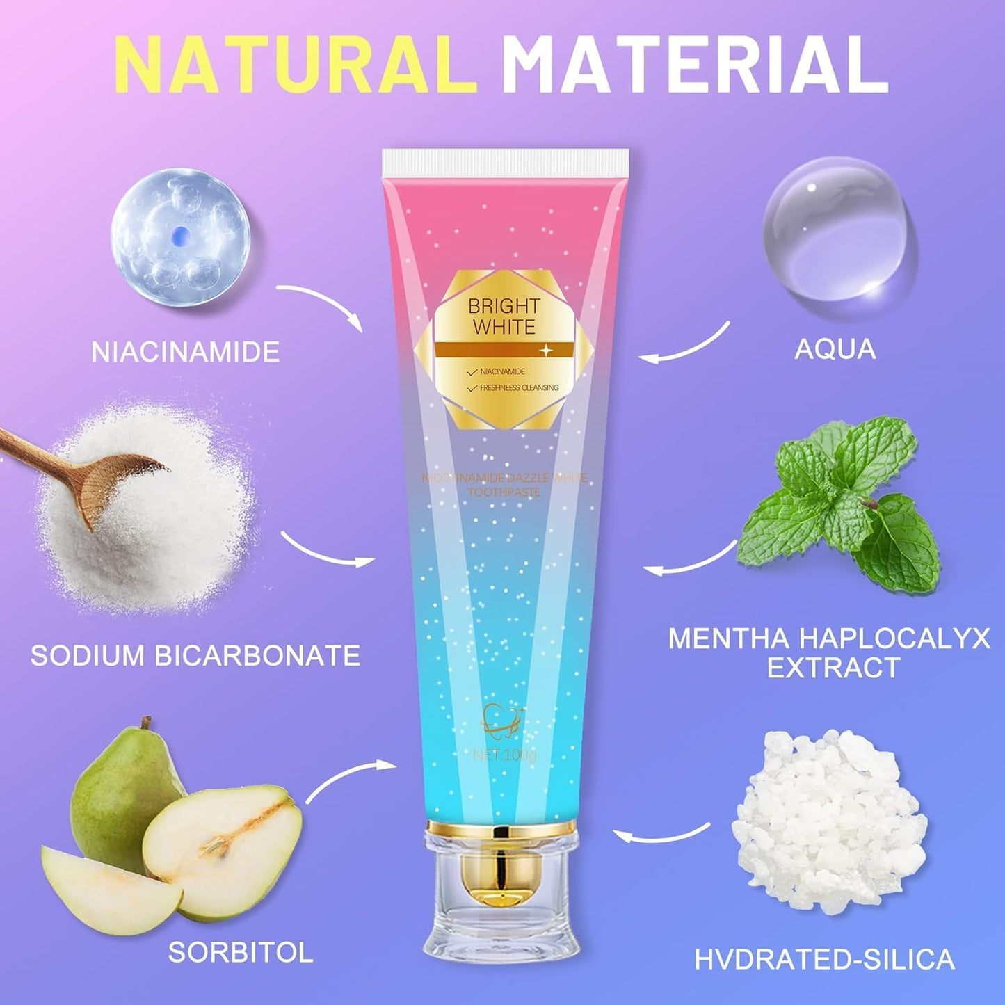 Niacinamide Whitening Toothpaste, Kimralur Triple Whitening Intensive Niacinamides Toothpastes, Fluoride-Free Formula is Suitable for Sensitive Teeth (2)