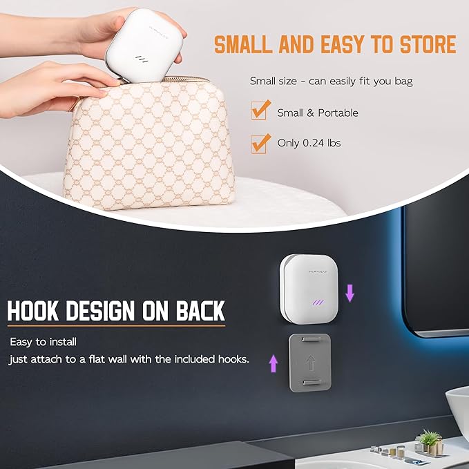 Toothbrush Sanitizeri Case with U V-C Lights, Dryer Heating, Fan Drying - Rechargeable Portable Toothbrush Cover, Hook Wall Mount Sterilizeri Box for Home, Travel & Fits All Toothbrushes