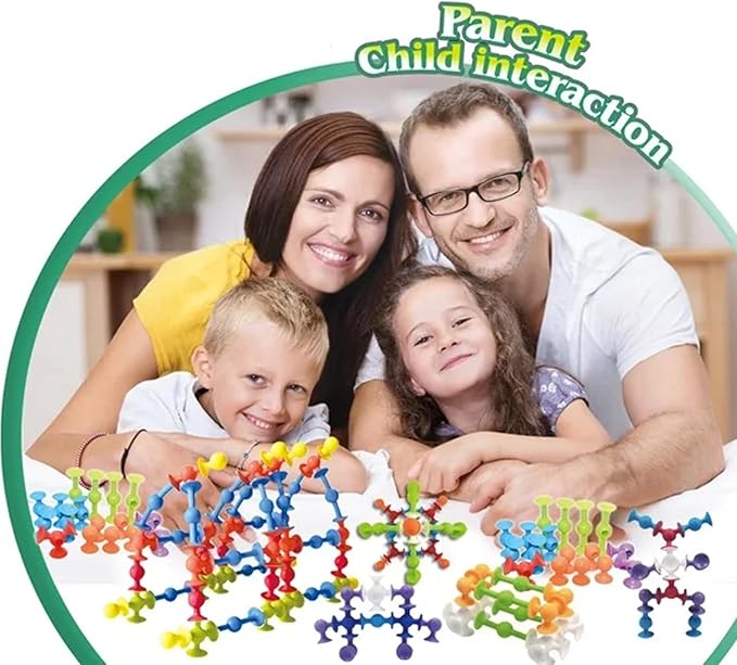 58 Piece Suction Fun Sticky Toy Set with Storage Bin, BPA Free Silicone, Stimulating Sensory Travel Bathtub Window Toys for Kids Boys Girls, Medium