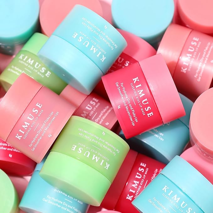 KIMUSE Lip Mask Set, 4PCS Lip Sleeping Mask Overnight Treatment Lip Care Products, Moisturize & Nourish, Cracked Dry Lips, Intense Hydration with Shea Butter (SET)