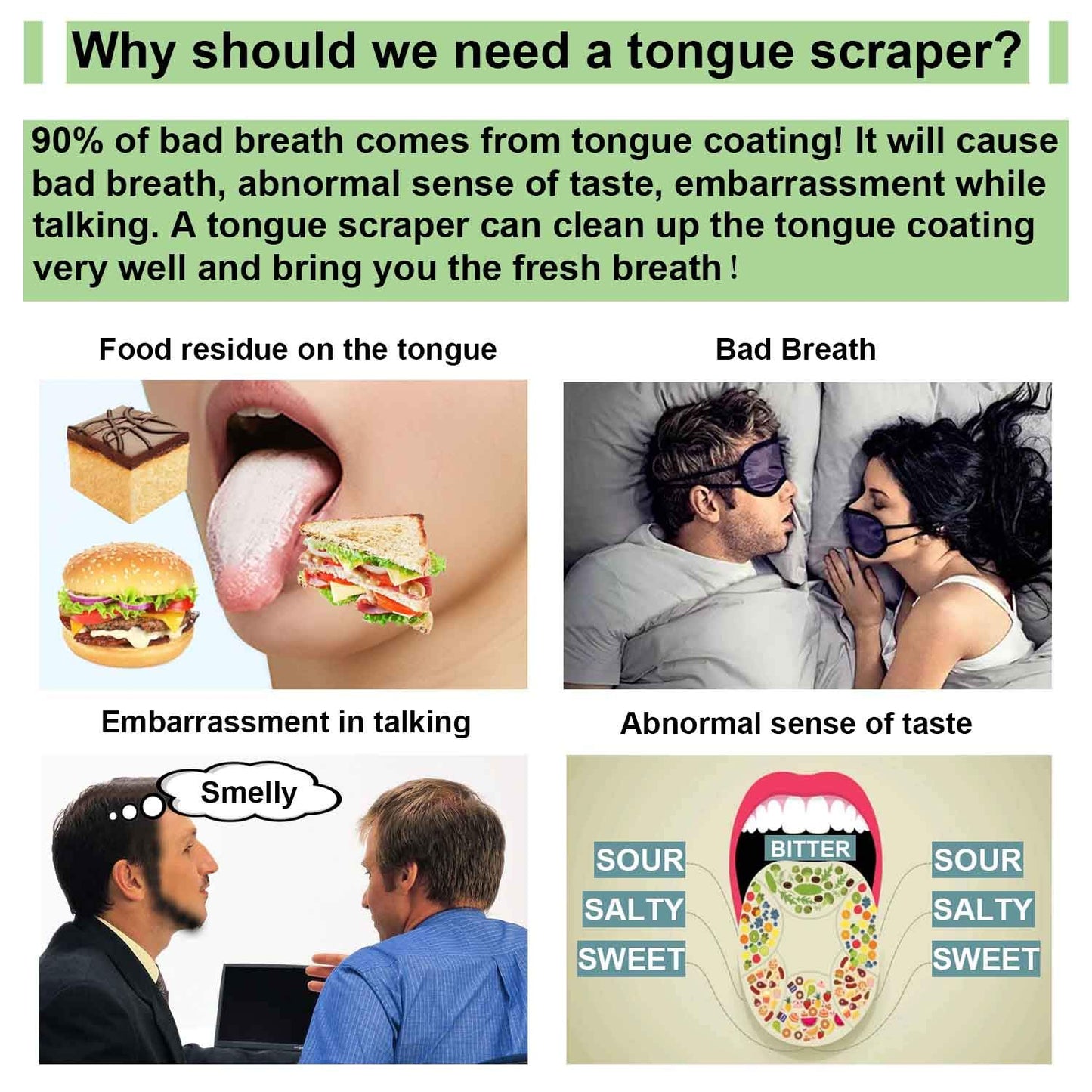 2PCS Tongue Scrapers, Reduce Bad Breath Tongue Cleaner, BPA Free, Get Rid of White Tongue, Dentist Rcommends Tongue Brushes