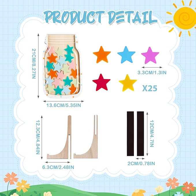Magnetic Reward Jar, Classroom Reward Jar for Kids, Personalized Stars Reward Jar for Students Kids Behavior, Magnetic Reward Chart for Classroom Board Home
