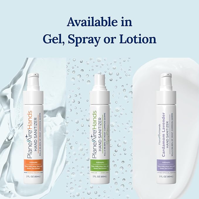 Signature Herbal Spray Hand Sanitizer | Travel Size | Hydrate & Cleanse | Made with Aloe Vera & Green Tea Extract | Blend of Essential Oils Including Peppermint & Lavender | Travel Essential | 3-Pack