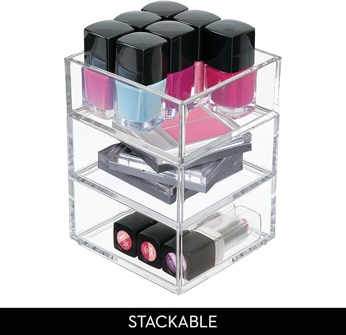 iDesign Decorative Countertop Vanity Tray Organizer for Bathroom, Bedroom, Closet, Entryway The Clarity Collection –, Extra Small, Clear