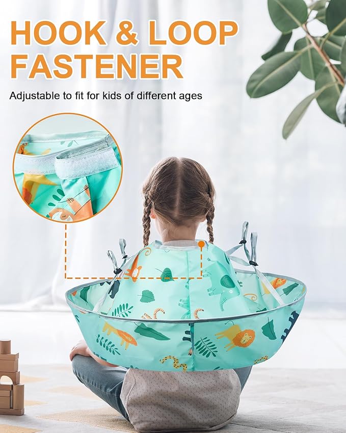 Lictin Haircut Capes Umbrella for Kids - Hair Cutting Haircut Cape Kids Waterproof Foldable Adjustment, Hairdressing Umbrella Cape Apron with 1PCS Black Comb