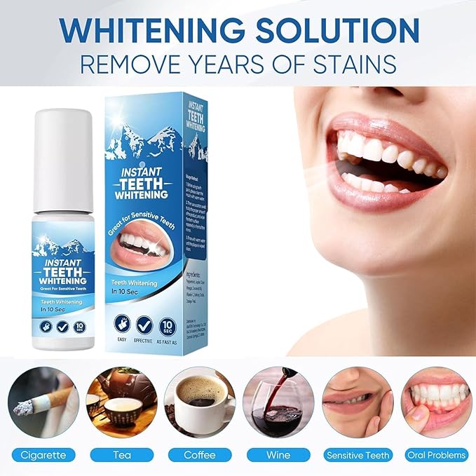 Tooth Paint, Instant Teeth Whitening Paint, Portable Tooth Polish Uptight White, Gentle, Natural, for Regain Confident Smile