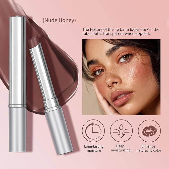 Honey Lipstick Tinted Lip Balm - Sheer Hydrating Lipstick for All Skin Tones - Moisturizing Lip Color, Nourishing Lip Balm with a Hint of Natural Black Cherry Tint (Nude Honey)