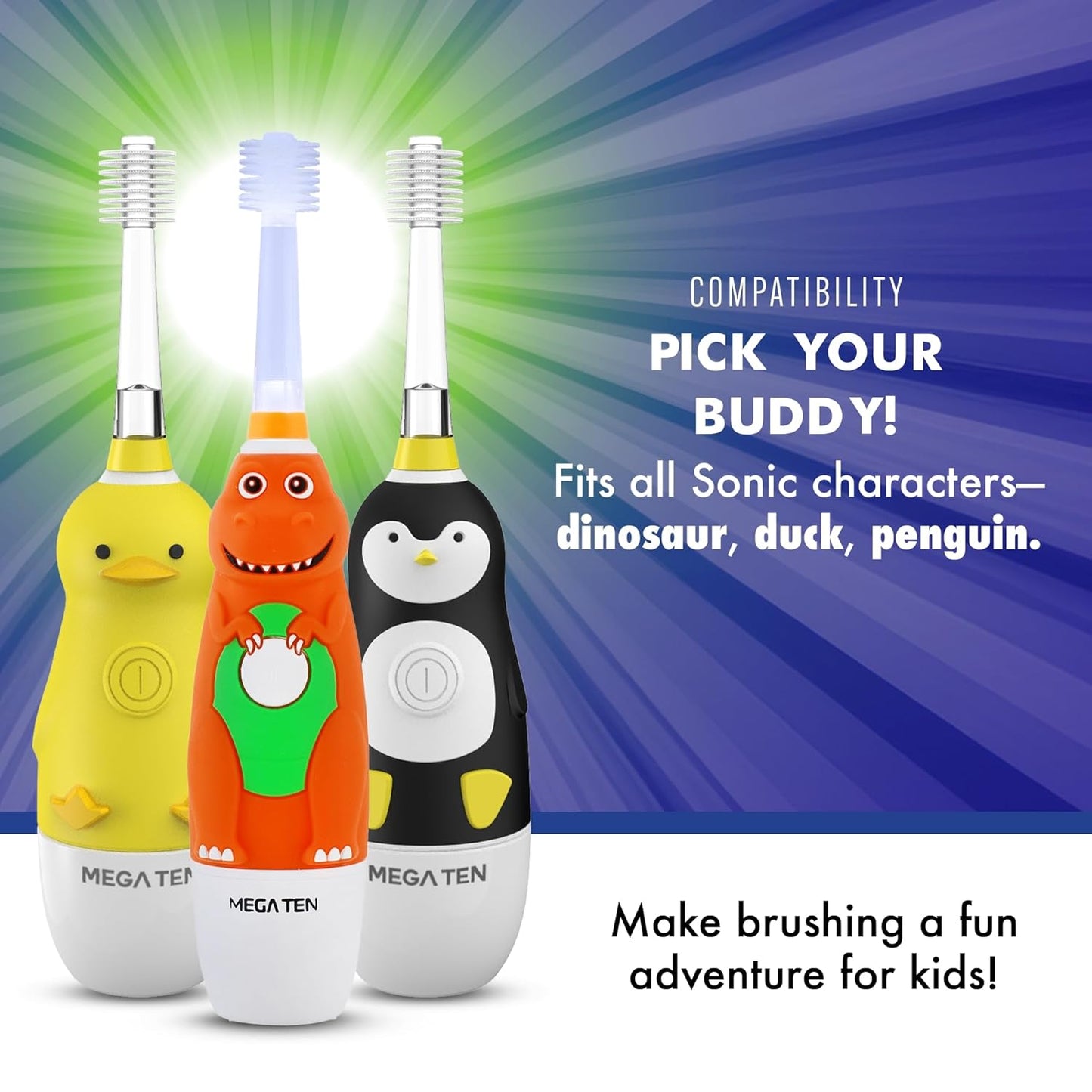 Brilliant Oral Care Kids Sonic Toothbrush Soft Replacement Heads, for Children Ages 5+, Orange, 2 Pack