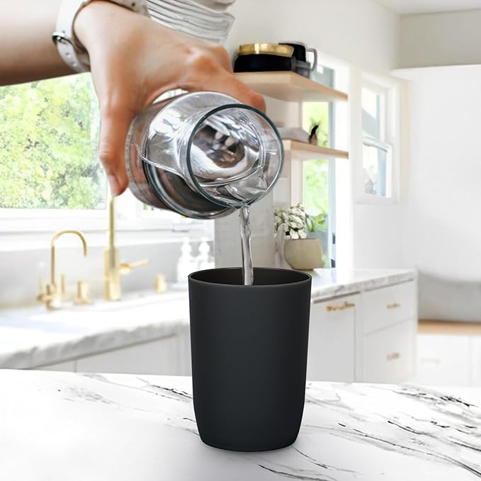 Topsky 4-Pack Bathroom Tumbler - Plastic, Reusable Drinkware for Toothbrush, Mouthwash, Brushing