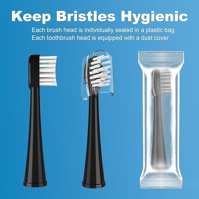 Replacement Brush Heads for WaterPik Sonic-Fusion 2.0 Flossing Toothbrush (SF-03/SF-04) and Sonic-Fusion Flossing Toothbrush (SF-01/SF-02),4 Count Black with Covers