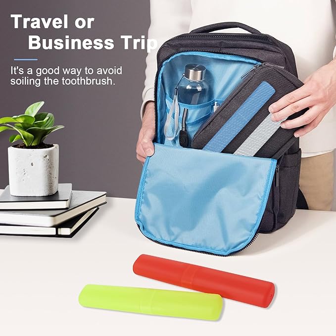 Mulbozy 4 Pack Portable Travel Toothbrush Case, Transparent Breathable Plastic Toothbrush Holder for Home, Travel, Business, Camping, School