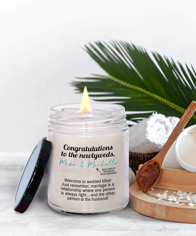 Wedding Congratulations Candle Gifts for Couples, Funny Gift for Men Women, Engagement Gift for Newlyweds, Gift for Husband Wife, Soy Scented Decorative Candle for New Bride to Be, Style 7