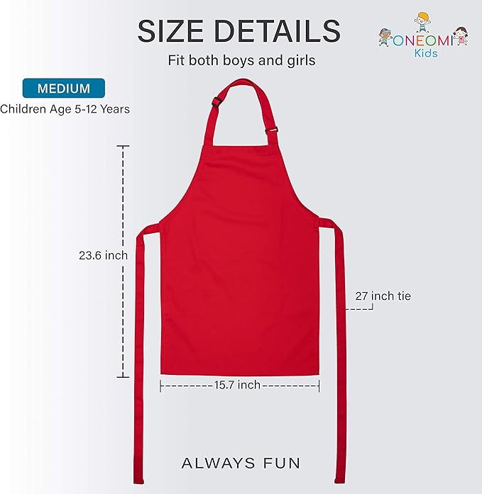 Kids Apron, Medium, 100% Cotton With An Adjustable Strap to fit All Ages