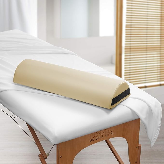 Saloniture Jumbo Half Round Massage Table Bolster Pillow Pad - 26 x 9 x 4.5 Inch - Cream