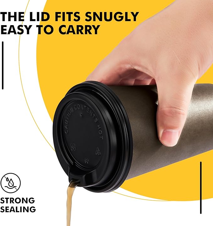 16 oz Disposable Coffee Cups with Lids 100 Pack, Hot Paper Coffee Cups with Lids, To Go Cup with Lid