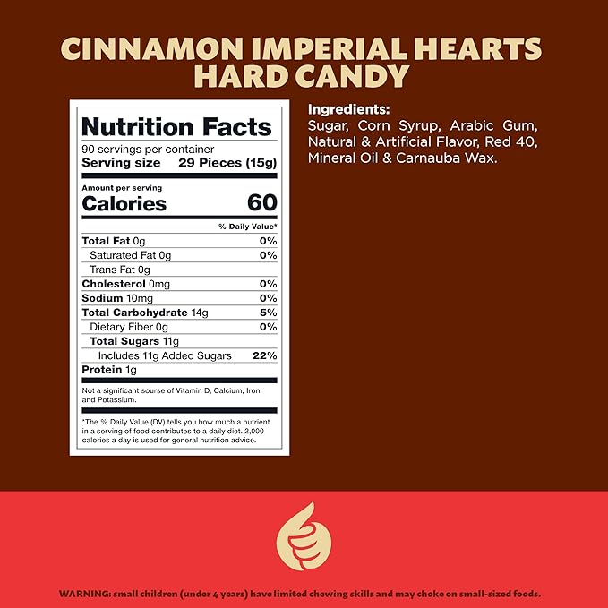 Cinnamon Imperial Hearts | 3 Pound Bag | Hot Cinnamon Candy Bulk | Heart Shaped Candy Bits for Baking, Decorating, Gifting, and Snacking | Retro Candies