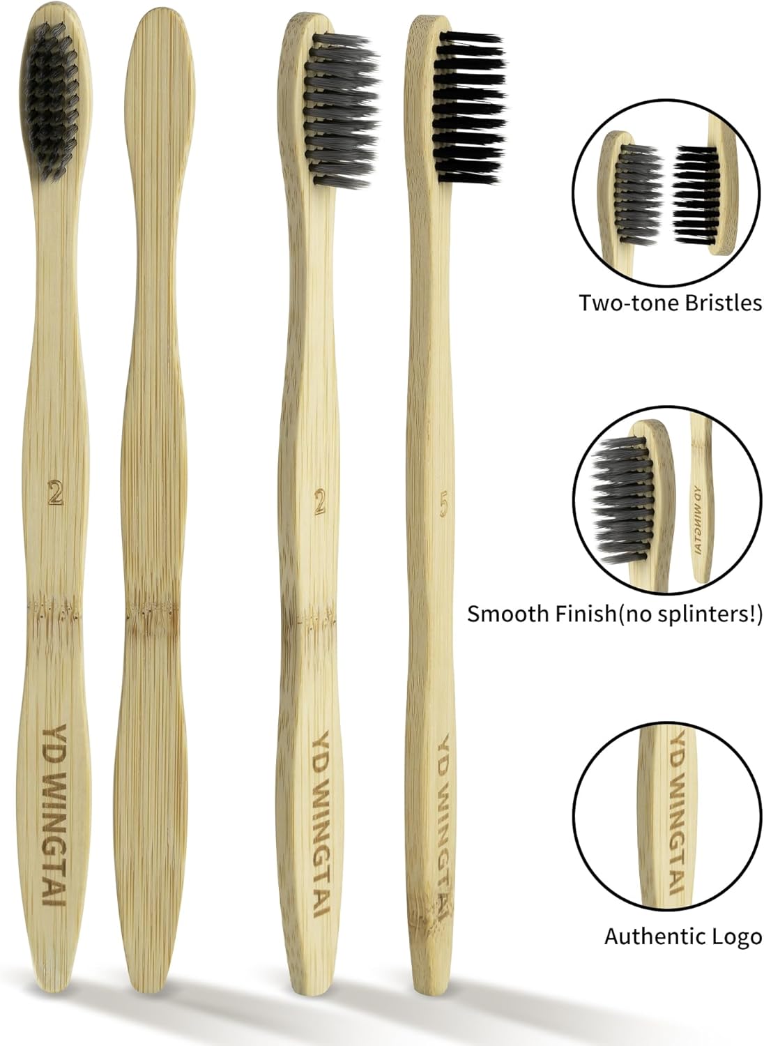 Biodegradable Bamboo Toothbrushes 12pack Non Plastic Toothbrush Natural Wooden Travel Size Organic Charcoal Tooth Brush