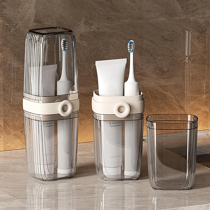 Toothbrush Travel Case Portable Clear Toothbrush Holders with Cover Leakproof Toothbrush & Toothpaste Holder for Traveling School Camping Business Trip Bathroom