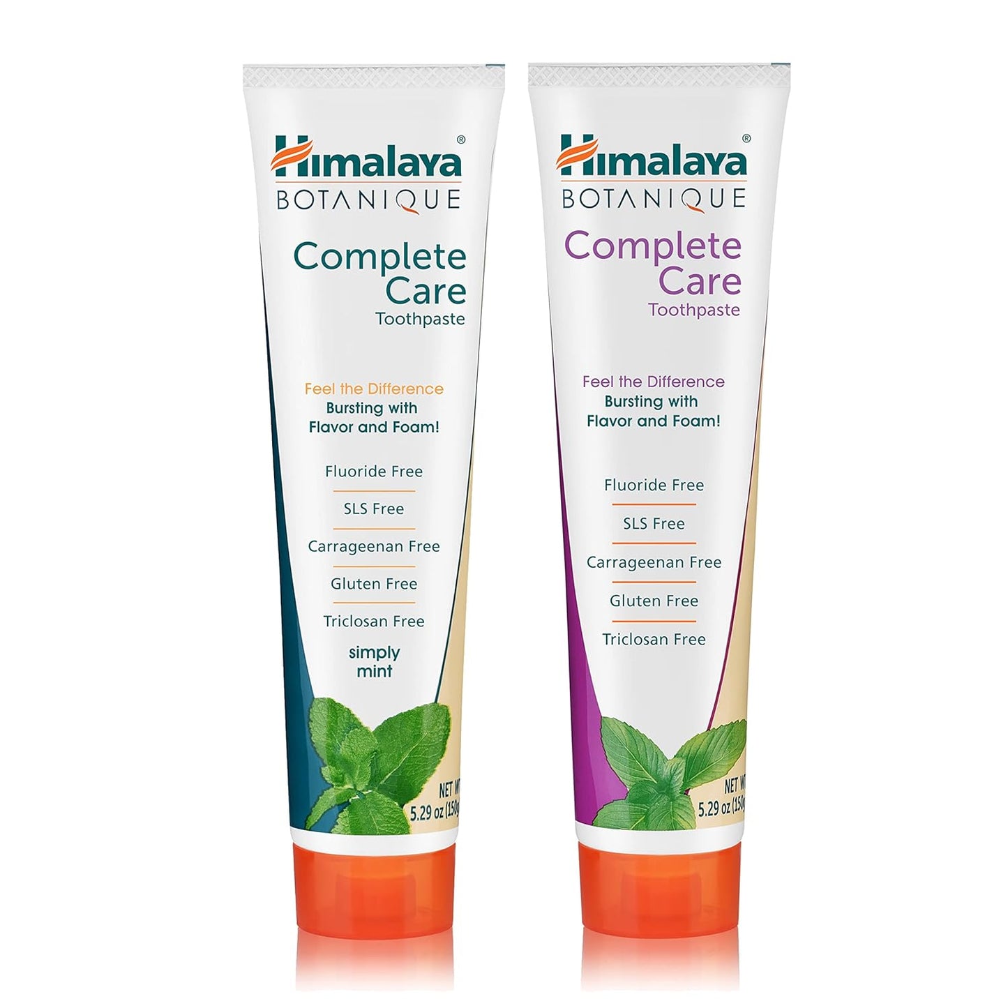 Himalaya Botanique Complete Care Toothpaste, Herbal, Variety Pack, Mint and Spearmint Flavor, Fights Plaque, Freshens Breath, Fluoride Free, No Artificial Flavors, SLS Free, Cruelty Free, 5.29 Oz