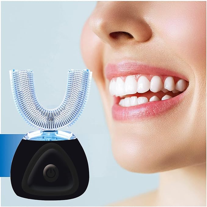FULYA Ultrasonic Toothbrush with Teeth Whitening Mousse, Automatic Tooth Brush for Adult, 360° Sonic Toothbrushes Waterproof, Rechargeable Electric Ultrasonic Tooth whitening Brush