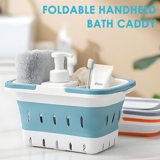 Portable Shower Caddy Tote – Collapsible Plastic Basket with Handles, Foldable Storage Organizer for Bathroom, Kitchen, College Dorm, Gym, Travel & Camping