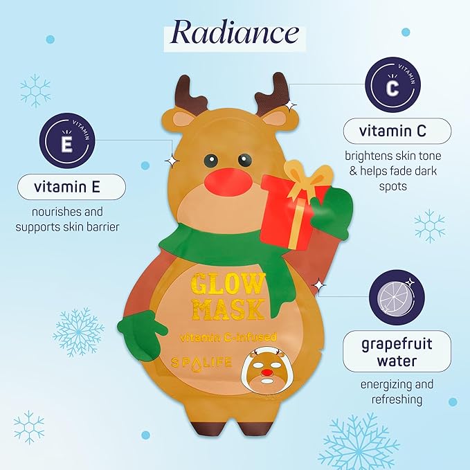 SpaLife Beauty Santa’s Workshop Christmas Face Mask Bundle | Korean Facial Masks | Hydrating, Soothing and Firming Sheet Mask Set | Christmas Face Masks for Women | Spa Party Favors | 12 Pack