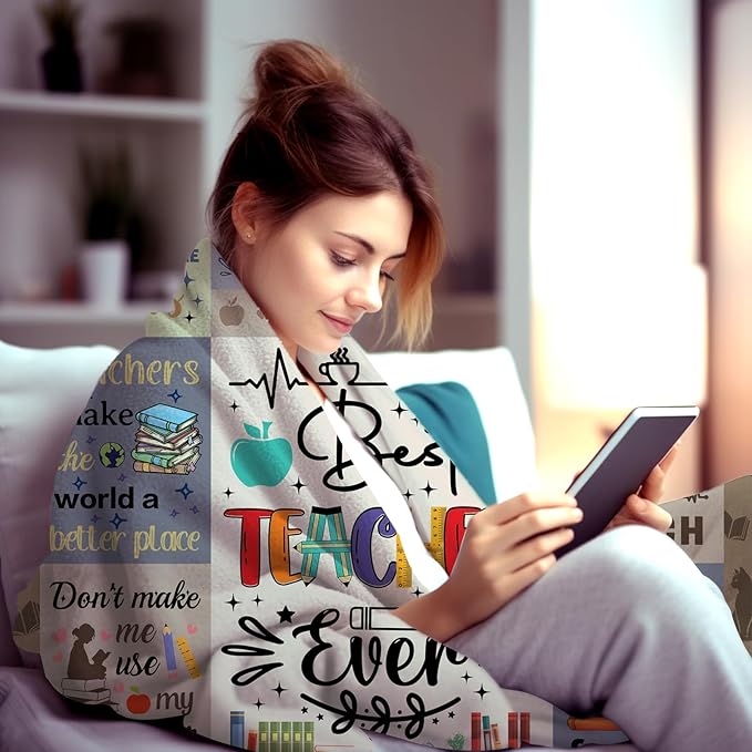 Teacher Blanket Gifts for Women Gifts Teacher Appreciation Gifts Retirement Throw Blankets Plush Flannel Bedding Decor Best Teacher Gifts 60"X50"