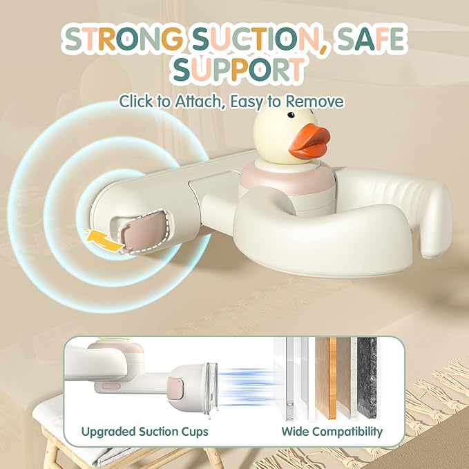 Baby Bath Stand-Baby Shower Stand Duck with Strong Suction Cups. Foldable Adjustable Bath Support for Infants Toddlers 8-36 Months, Babies Shower Gifts Soporte para Bañera de Bebé Toddler Bath Helper