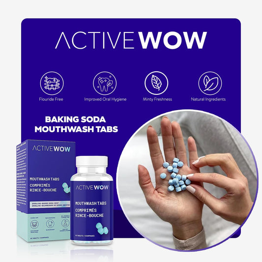 Active Wow Mouthwash Tablets - Chewable Mouth Wash, Breath Freshening Tablets, Fluoride-Free, Alcohol-Free, Vegan, Sugar-Free, Mint Flavor - 1 Pack, 60 Tablets