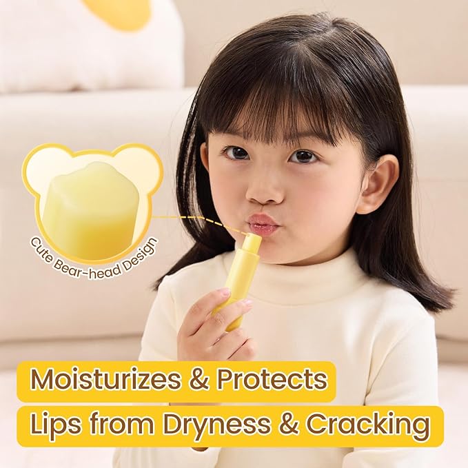 RUNBEN Kids Lip Balm Moisturizing Baby Lip Balm Gentle & Safe Lip Care for Toddler Chapped Lips, Birthday Christmas Gift for Family (0.14 oz)