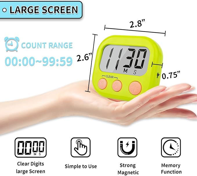 Classroom Timers for Teachers Kids Large Magnetic Digital Timer Teacher Supplies 2 Pack-Blue Green