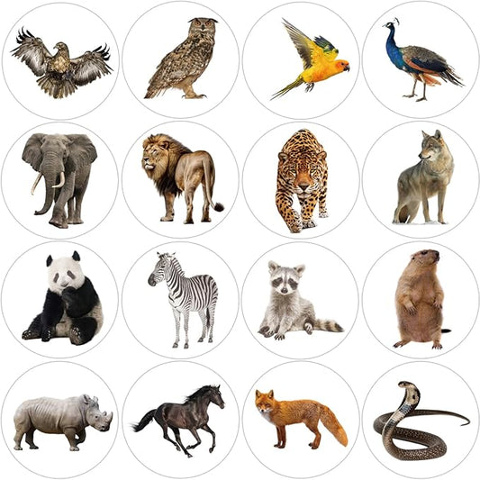 600Pcs Round Animals Stickers Roll 1.5 Inch Animals Label Stickers for Kids Party Favors Teacher Reward Encouragement Motivational Stickers