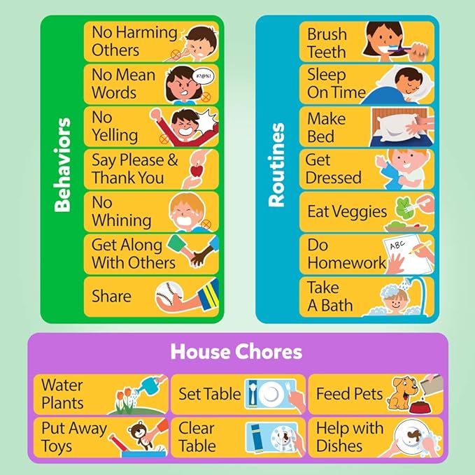 D-FantiX Magnetic Responsibility Chart, Chore Chart for Multiple Kids, My Star Reward Chart Daily Routine Good Behavior Charts Dry Erasable for Toddlers at Home