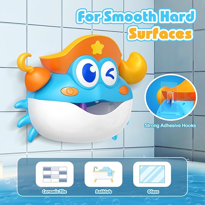 Bath Toys, Light Up Crab Bath Bubble Maker Bathroom Toys for Kids Ages 1-3 4-8,Bath Bubble Machine with Colourful Light Toddler Bathub Toy Great Birthday for Kids