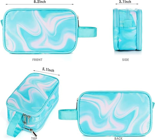Teal Toiletry Bag for Girls, Travel Toiletry Bag for Teen Girls Cosmetic Bag Makeup Bag Waterproof Hanging Wash Bag Kids Toiletries, Green