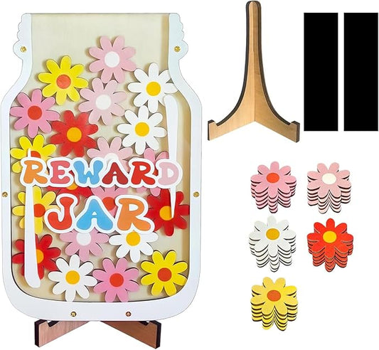 Flower Magnetic Reward Jar for Kids,Classroom Reward System,Reward jar Classroom,Behaviour Incentive System for Toddlers (Flowers)