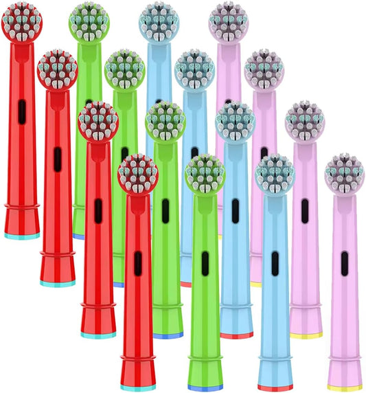 Kids Toothbrush Heads Compatible with Oral B - Electric Toothbrushes, Replacement Brush Heads with Protective Caps, 4/8/12/16 Pack (16)