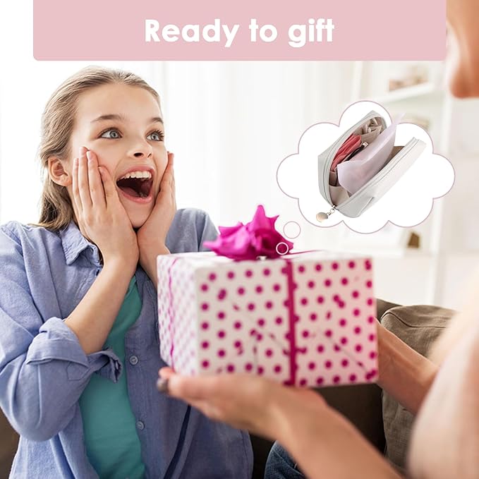 First Period Kit for Girls 9-12,Thoughtful First Period Gift,Tween Period Starter Kit with Spare Underwear, Wipes,Period Knowledge Cards and More. (Milk apricot white)