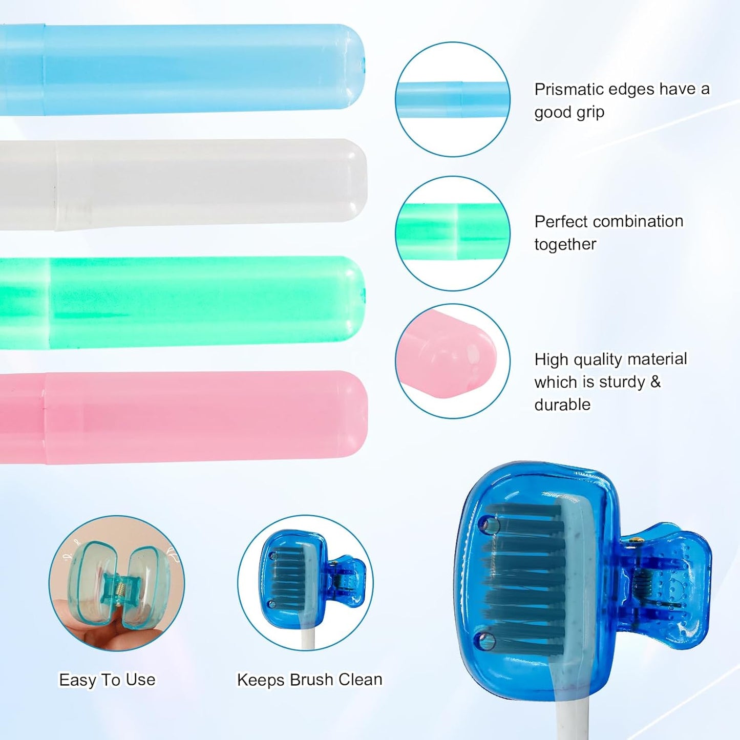 8 PCS Toothbrush Covers and Toothbrushs Travel Case, Travel Toothbrush Holder, Tooth Brush Cover Cap for Traveling, Bathroom, Camping, Business Trip