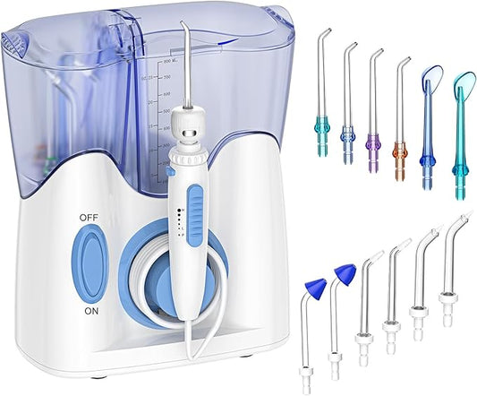 H2ofloss® Dental Water Flosser for Teeth Cleaning with 13 Multifunctional Tips&800ml Capacity, Professional Countertop Oral Irrigator Quiet Design(HF-9)