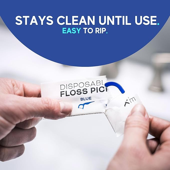 450 Individually Wrapped Floss Picks - Multi-Color Travel Floss Picks - Easy Grip Disposable Floss Picks - Dental Flossers for Teeth - Gently Removes Plaque & Food Particles Between Teeth